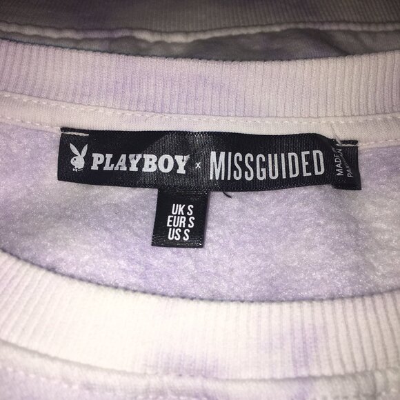 Playboy X Missguided Lilac Tie Dye Oversized Crew Neck Sweatshirt Small - Picture 5 of 6